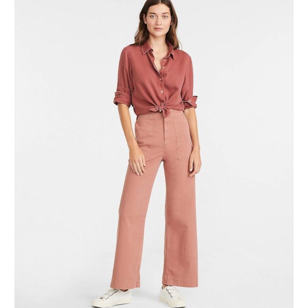 NWT Brushed Twill High Waist Wide Leg Pants size 12